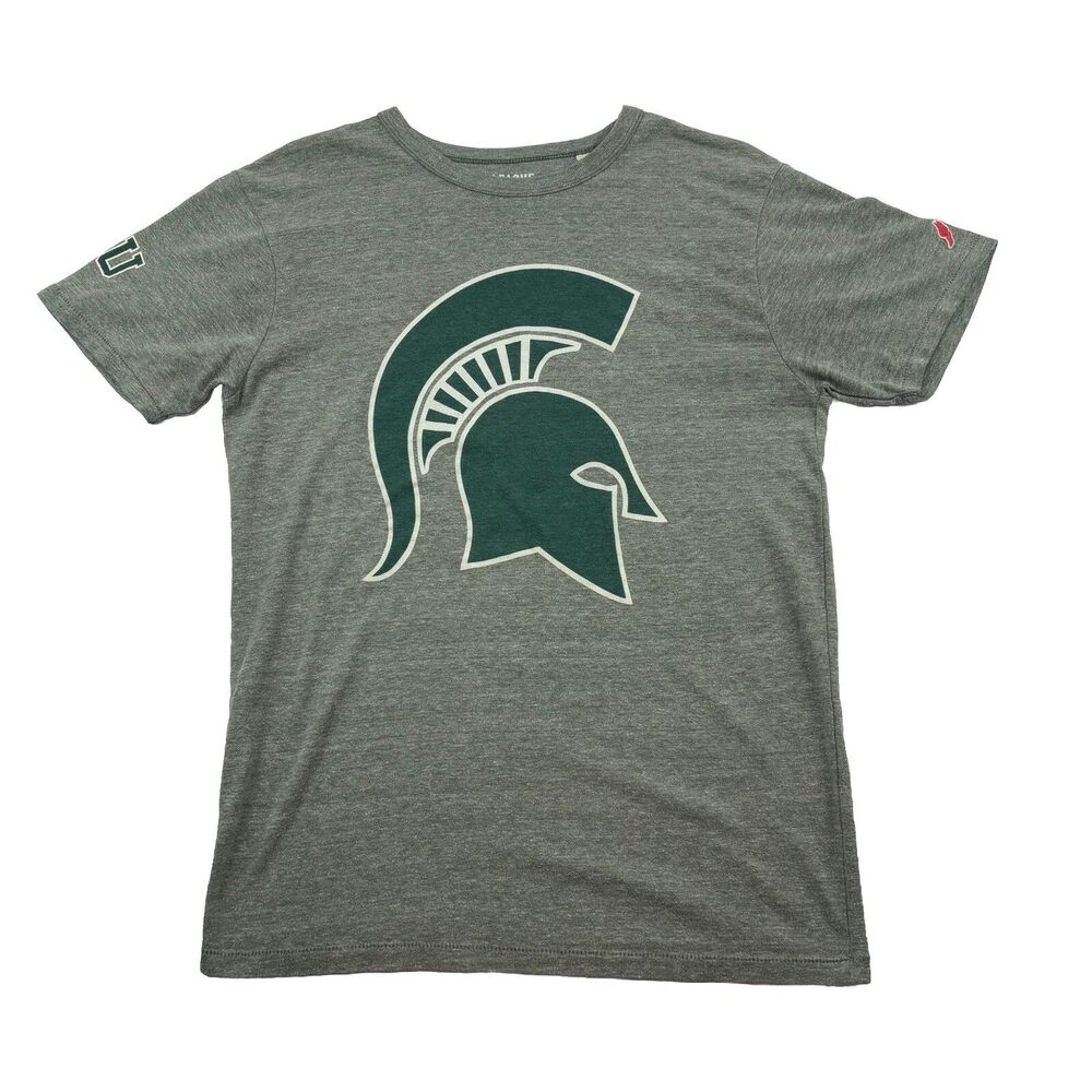 Michigan State University Spartans T Shirt Womens L Gray League Sleeve Print